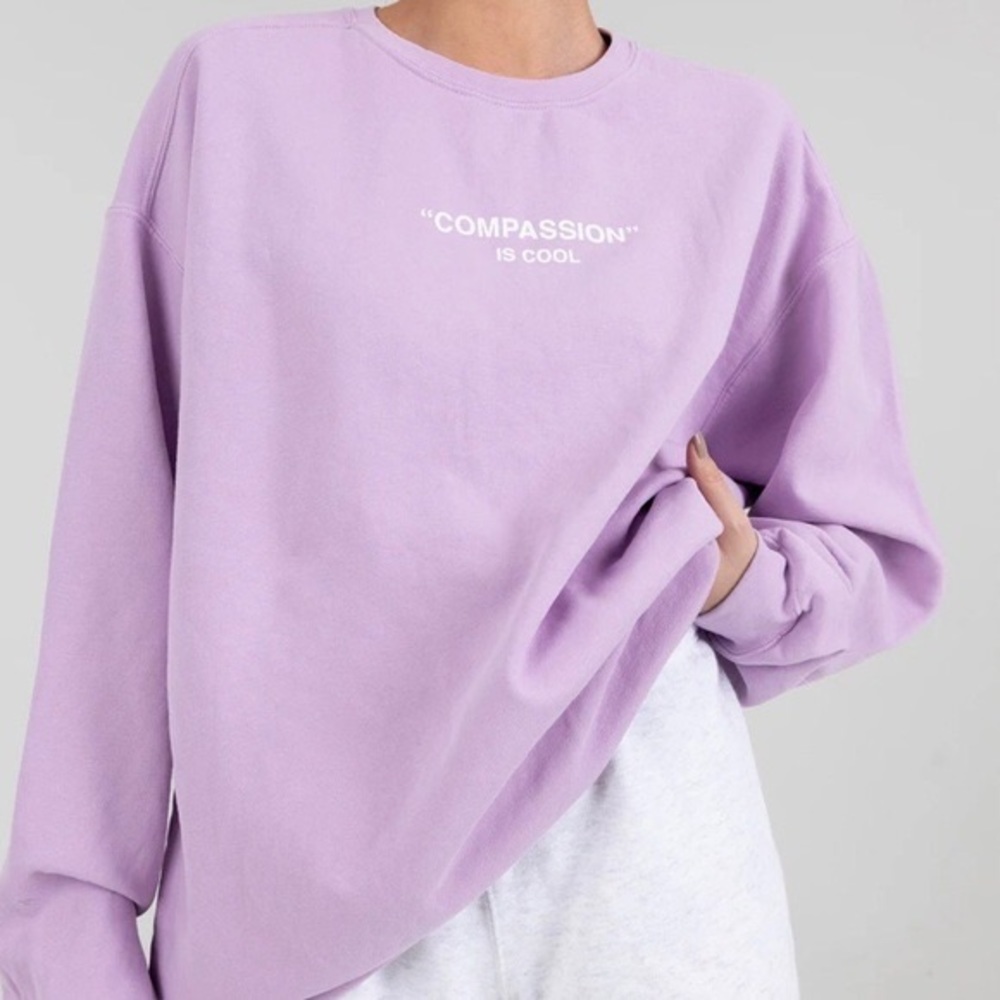 “Compassion is Cool” Light Purple Crewneck